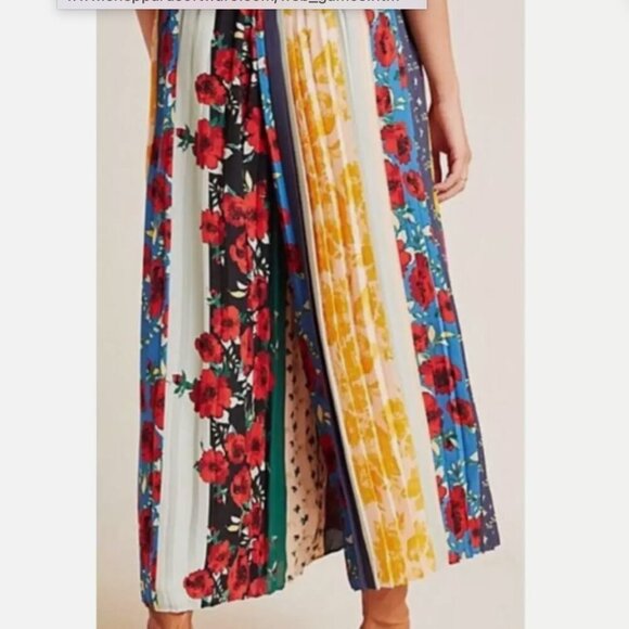 Anthropologie Spirited Patchwork Striped Wide Leg Pleated Pants Women's XS - Picture 2 of 16